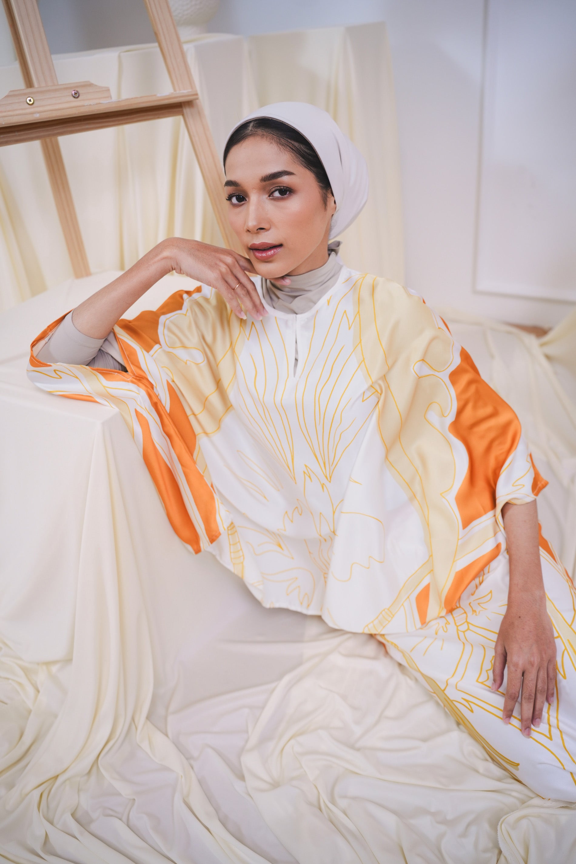 The Canvas Collection Women Saloma Kaftan Set Golden Yellow Garden Print