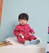 baju raya family sedondon kids baby boy baju melayu fuchsia pink baju