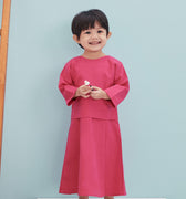 baju raya family sedondon kids baby kurung fuchsia pink