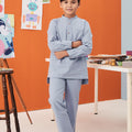 baju raya family sedondon kids boy baju melayu set stone blue