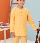 baju raya family sedondon kids boy kurta top lemon yellow