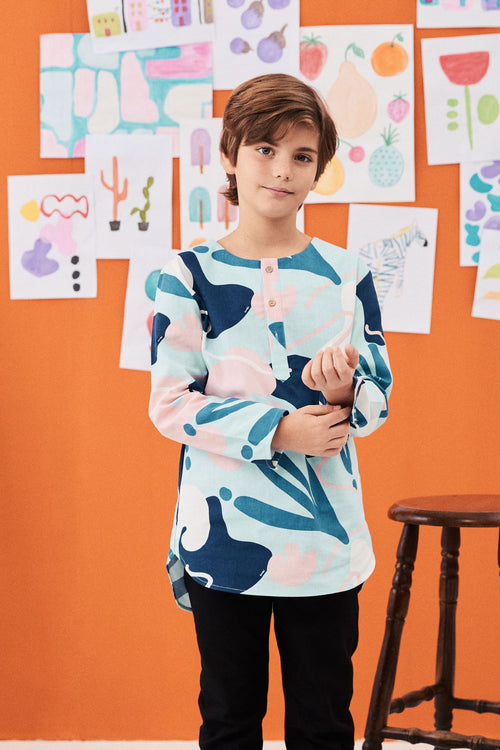 The Arte Boy Kurta Top Monet Print