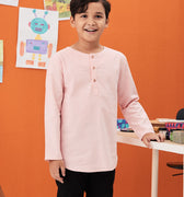 baju raya family sedondon umbi kids boy kurta top soft pink