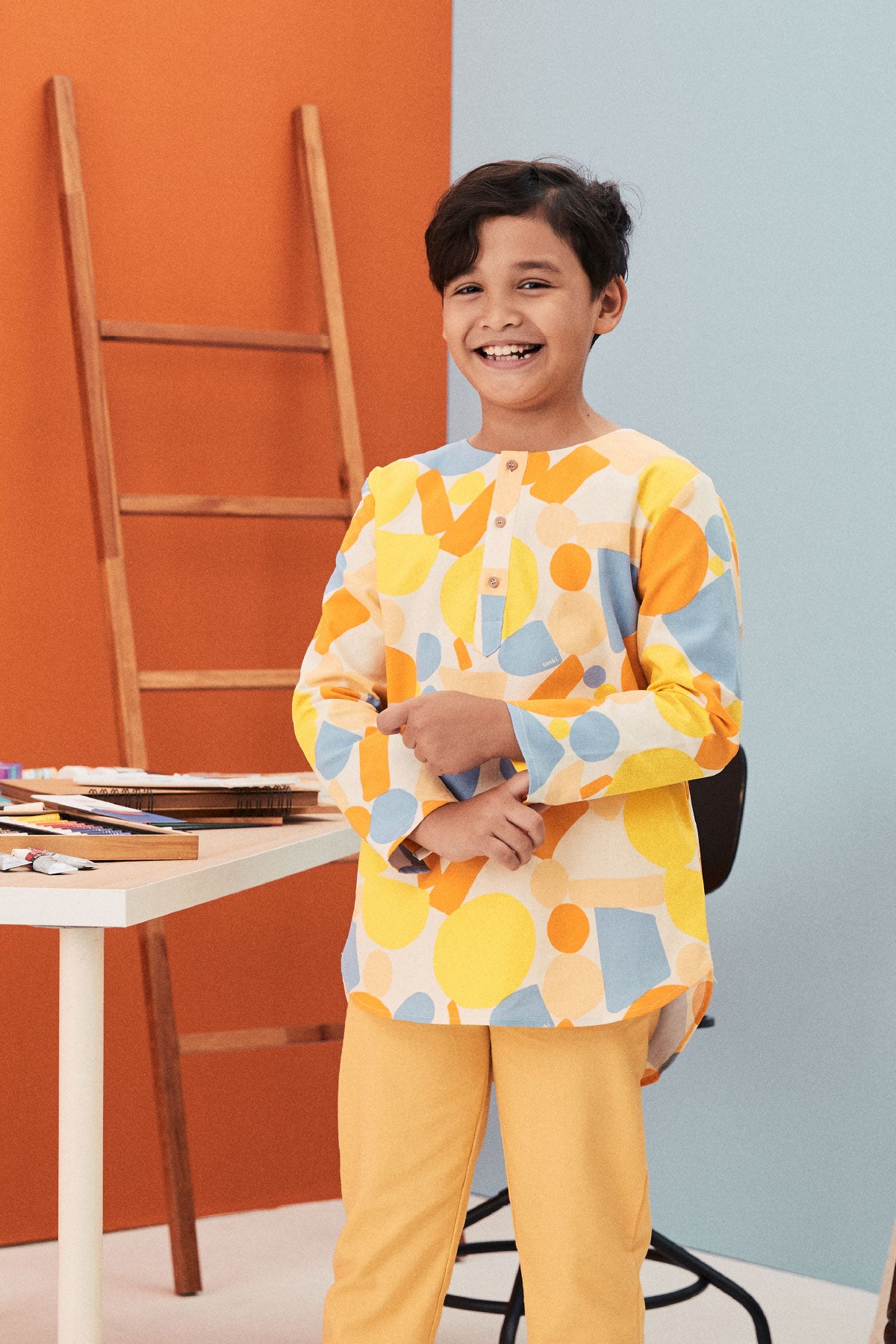 baju raya family sedondon umbi kids boys kurta starry print