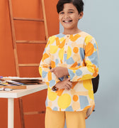 baju raya family sedondon umbi kids boys kurta starry print