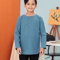 baju raya family sedondon umbi kids boy kurta top steel blue