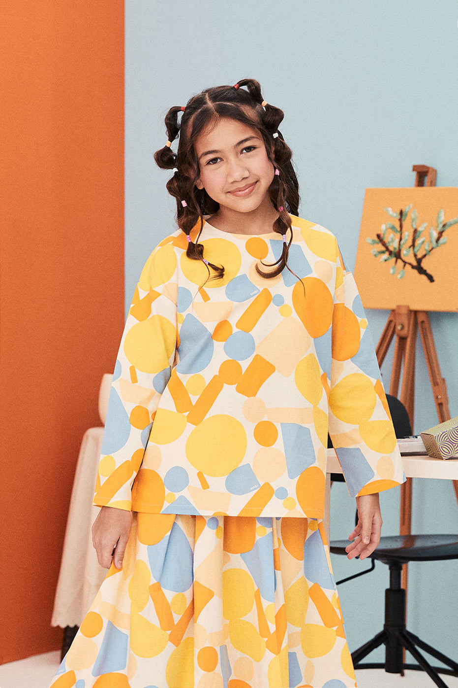 baju raya family sedondon kids girl boxy top starry print