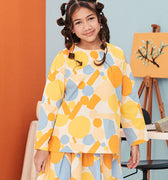 baju raya family sedondon kids girl boxy top starry print