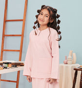 baju raya family sedondon kids girl top soft pink