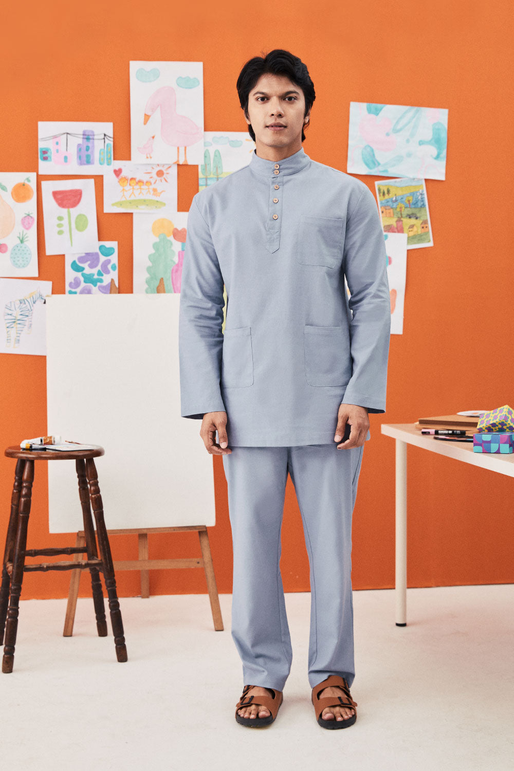 baju raya family sedondon men baju melayu stone blue 