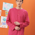 baju raya family sedondon men kurta fuchsia pink 