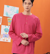 baju raya family sedondon men kurta fuchsia pink 