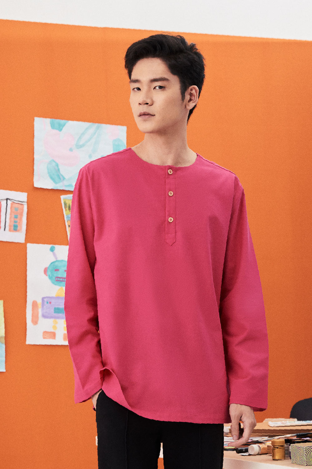 kurta long sleeve button eid kenduri event wear 