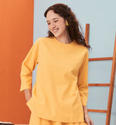 baju raya family sedondon women boxy top lemon yellow