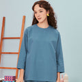 baju raya family sedondon women boxy top steel blue