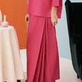 baju raya family sedondon women folded skirt fuchsia pink 