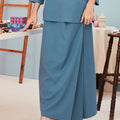 baju raya family sedondon women folded skirt steel blue