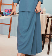 baju raya family sedondon women folded skirt steel blue