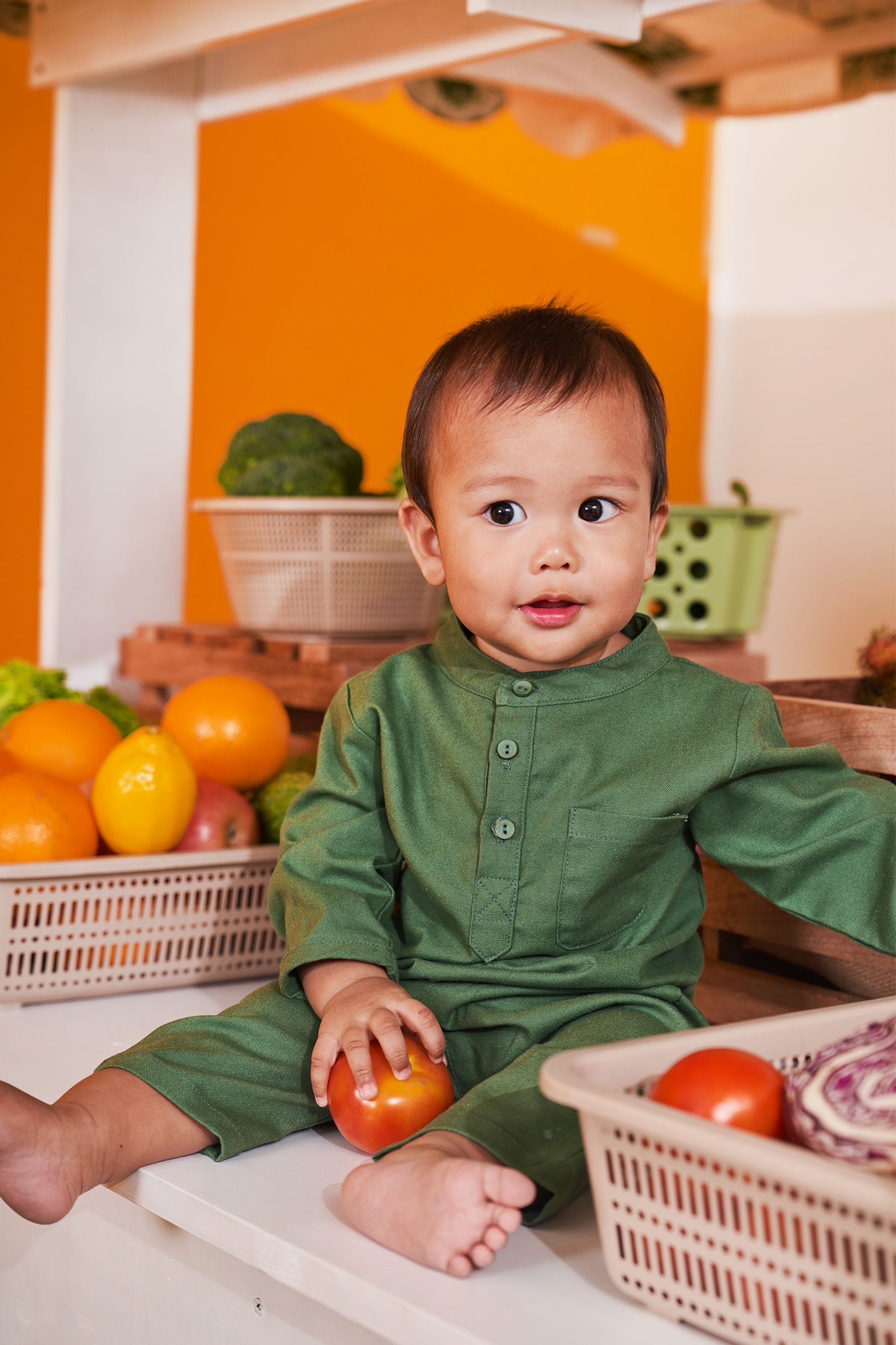 baju raya sedondon family baby baju melayu green