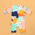 cotton linen printed baby jumpsuit 