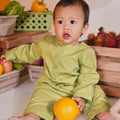 Baju raya family sedondon baby jumpsuit lime green