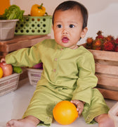 Baju raya family sedondon baby jumpsuit lime green