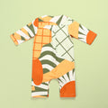 cotton linen printed baby jumpsuit 