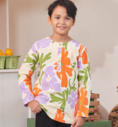 baju raya family sedondon kids kurta boy fluer print 