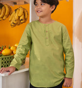 baju raya family sedondon kids kurta boy top lime green 