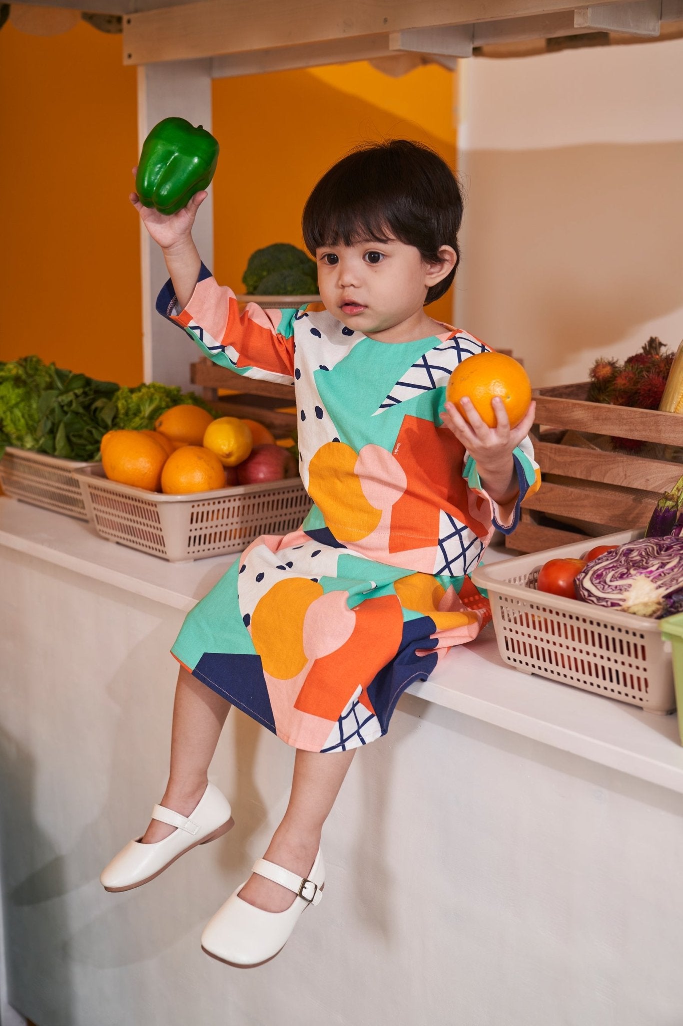 At The Market Collection Baby Kurung Dress Fruit Punch Print - Umbi