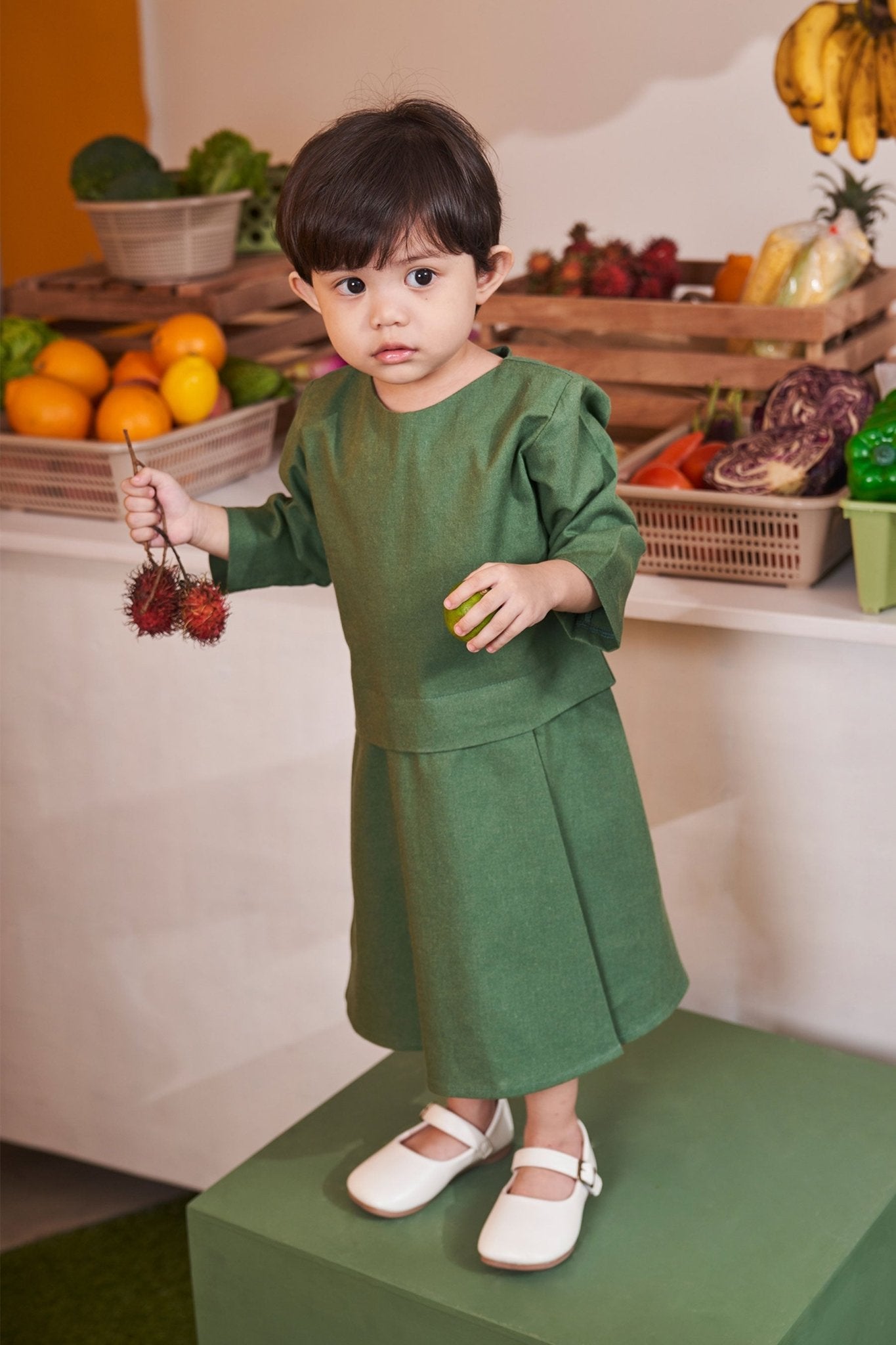 At The Market Collection Baby Kurung Dress Pine Green - Umbi