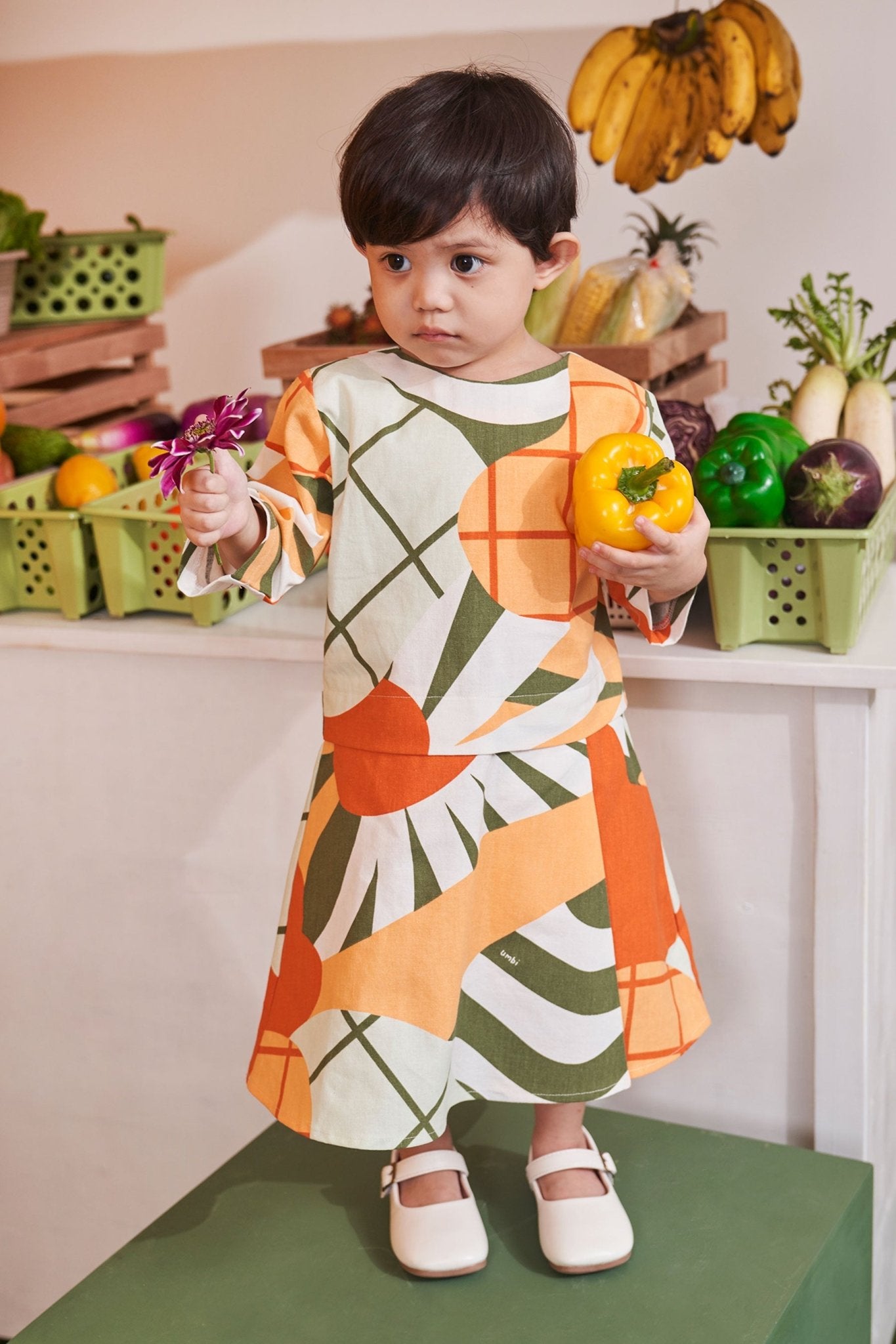 At The Market Collection Baby Kurung Dress Sunflower Print - Umbi