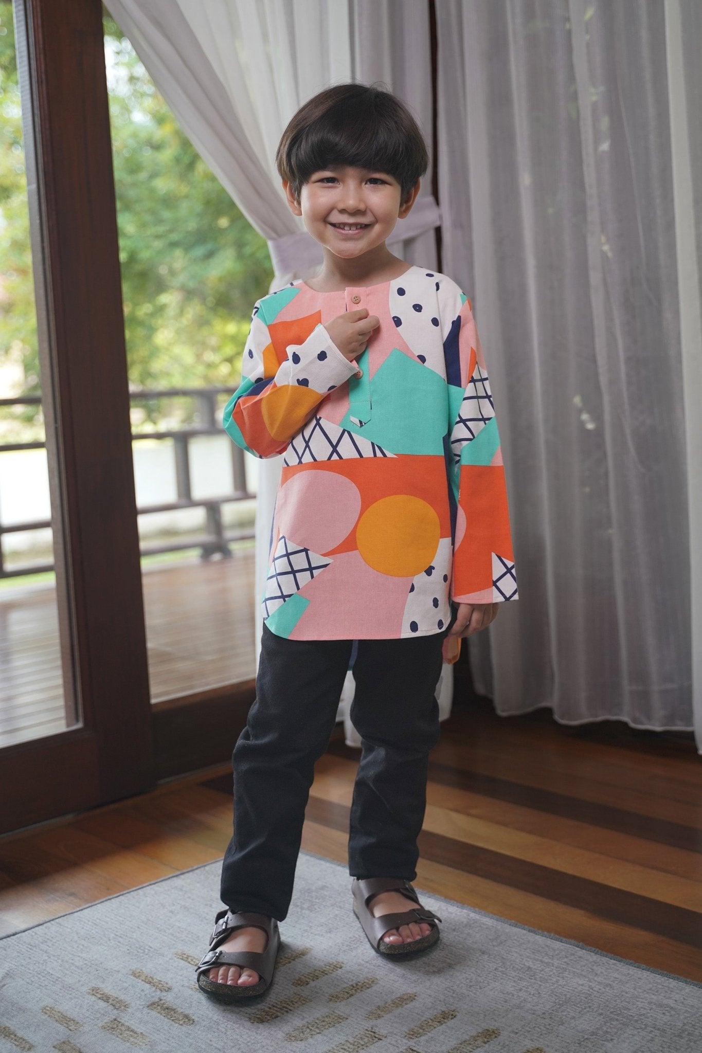 At The Market Collection Boy Kurta Top Fruit Punch Print - Umbi