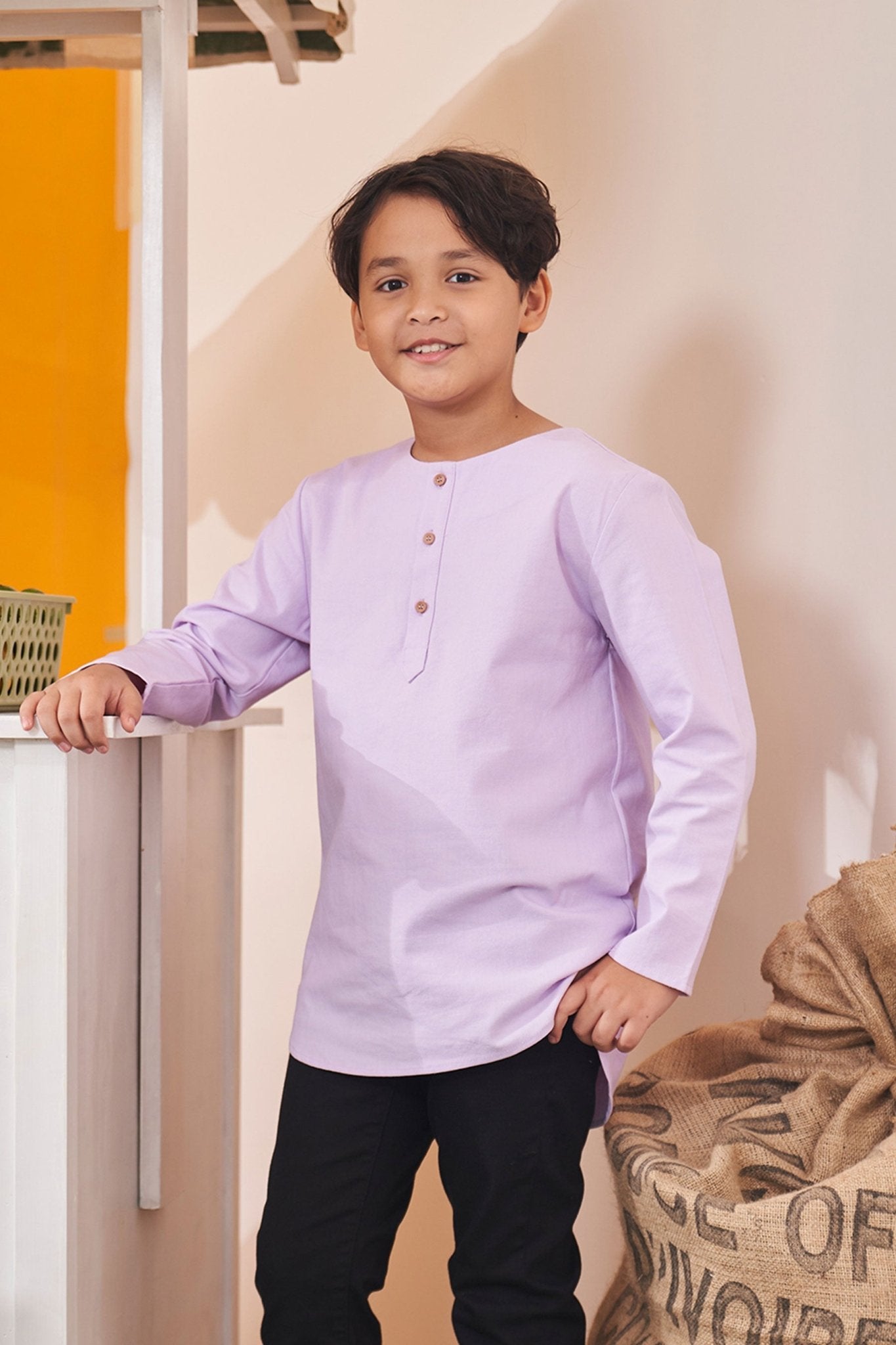 At The Market Collection Boy Kurta Top Lilac - Umbi