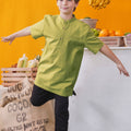 At The Market Collection Boy Short Sleeves Shirt Lime Green - Umbi