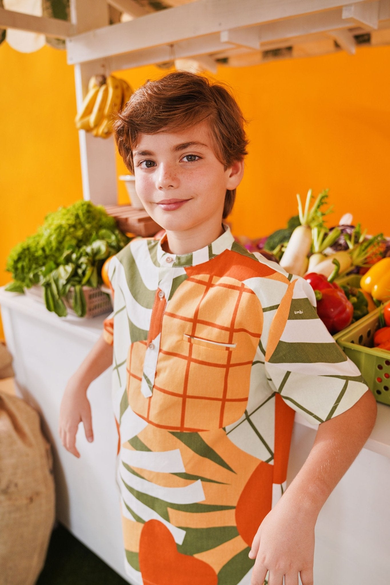 At The Market Collection Boy Short Sleeves Shirt Sunflower Print - Umbi