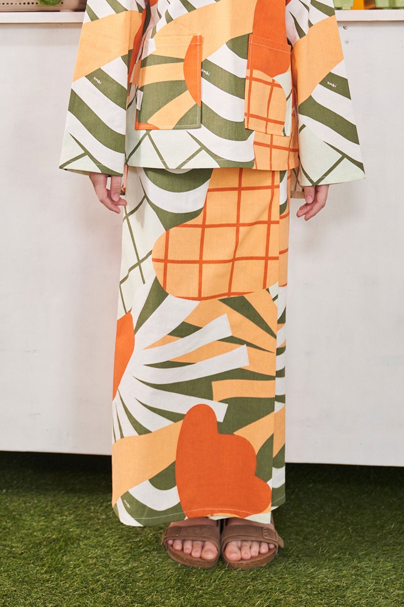 At The Market Collection Girl Classic Skirt Sunflower Print - Umbi