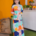 At The Market Collection Girl Kurung Top Fruit Punch Print - Umbi