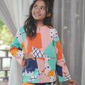 At The Market Collection Girl Kurung Top Fruit Punch Print - Umbi