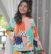 At The Market Collection Girl Kurung Top Fruit Punch Print - Umbi