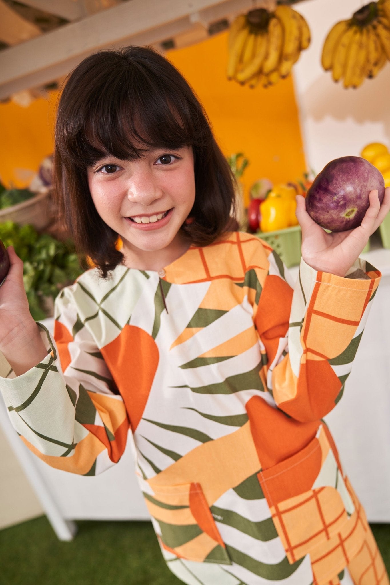 At The Market Collection Girl Kurung Top Sunflower Print - Umbi