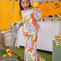 At The Market Collection Girl Ruffle Blouse Fleur Print - Umbi