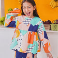 At The Market Collection Girl Ruffle Blouse Fruit Punch Print - Umbi