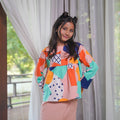At The Market Collection Girl Ruffle Blouse Fruit Punch Print - Umbi