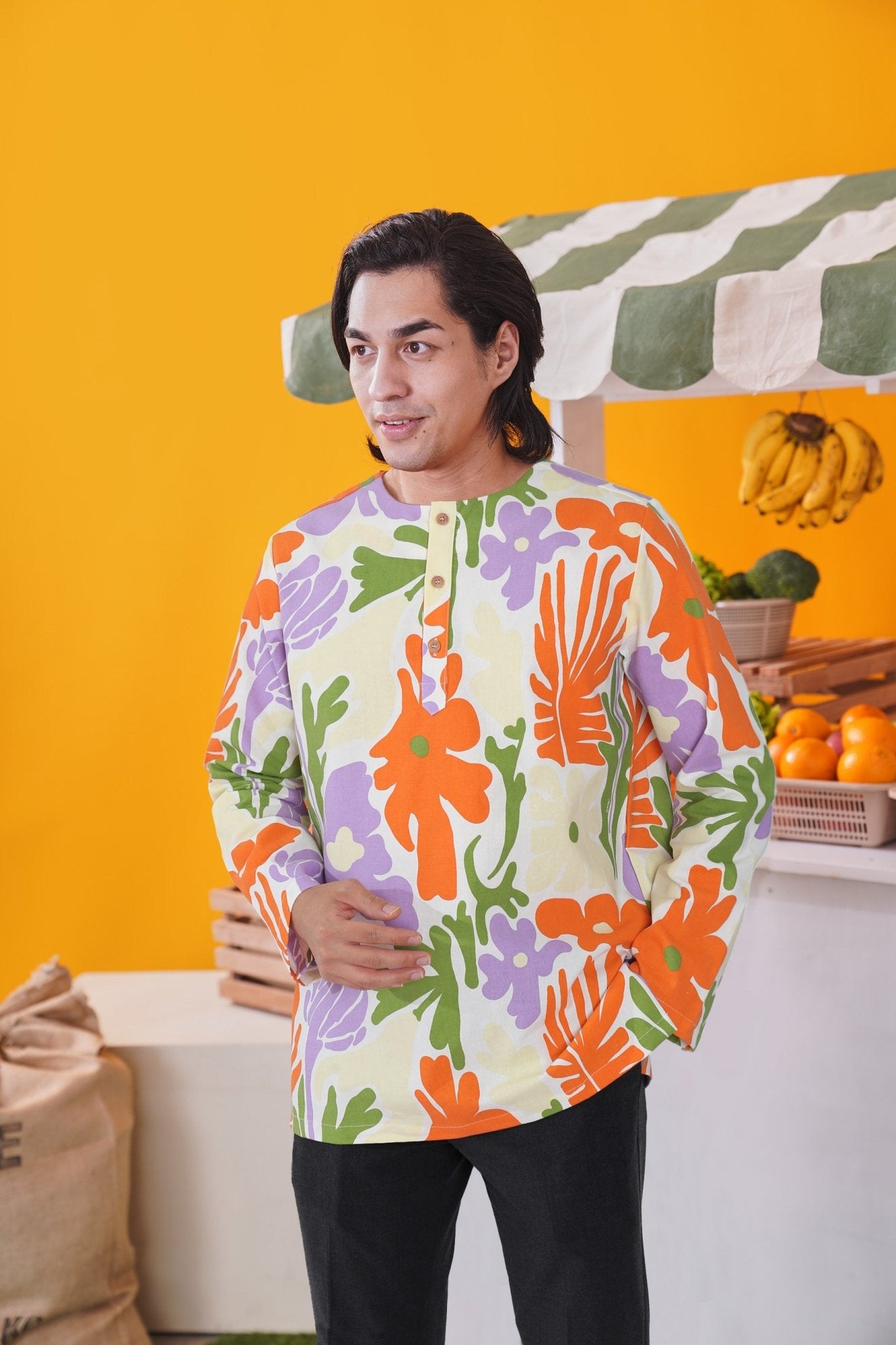 At The Market Collection Men Kurta Fleur Print - Umbi