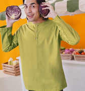 At The Market Collection Men Kurta Lime Green - Umbi