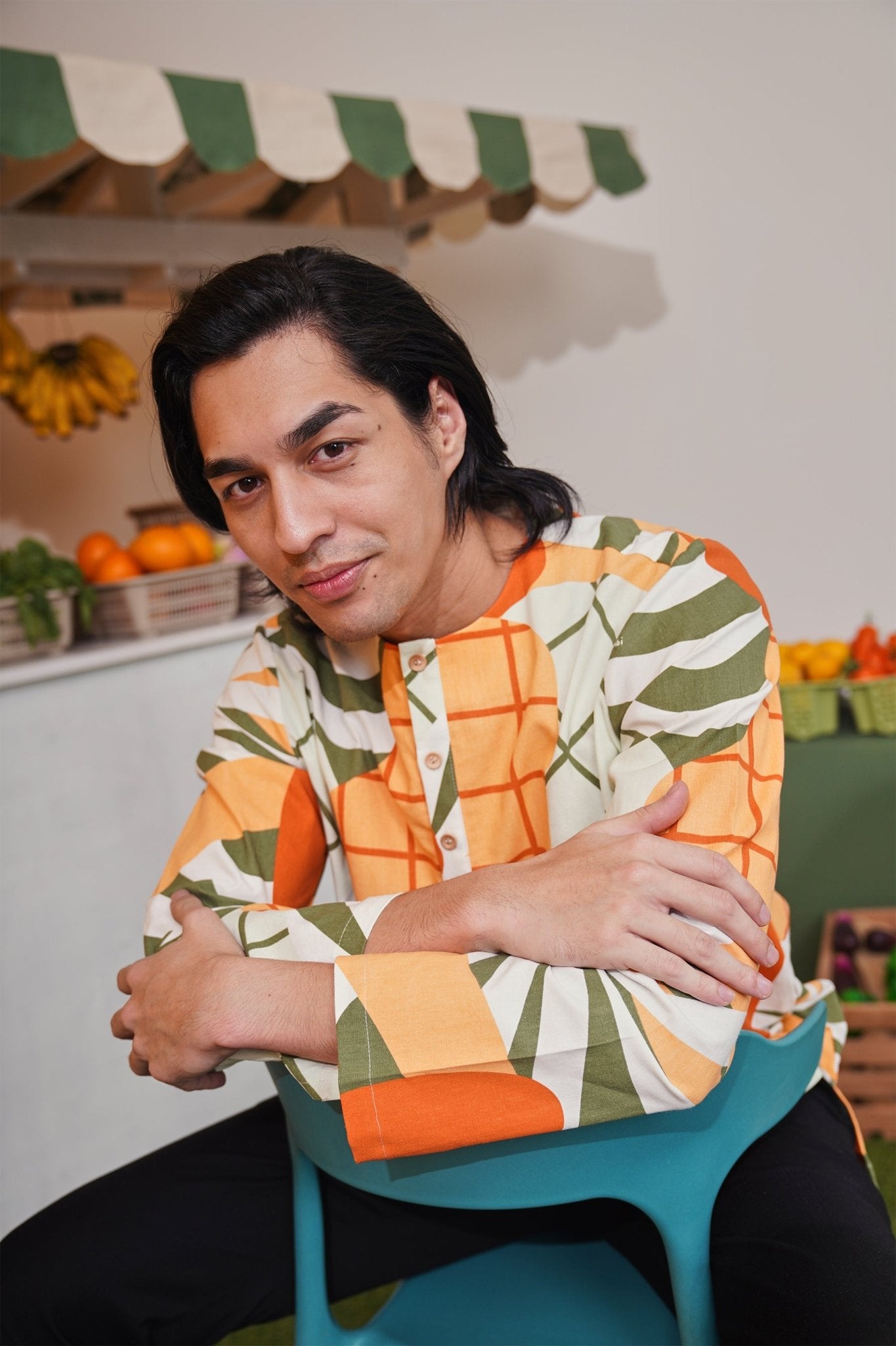 At The Market Collection Men Kurta Sunflower Print - Umbi