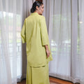 At The Market Collection Women Long Kebaya Blouse Lime Green - Umbi