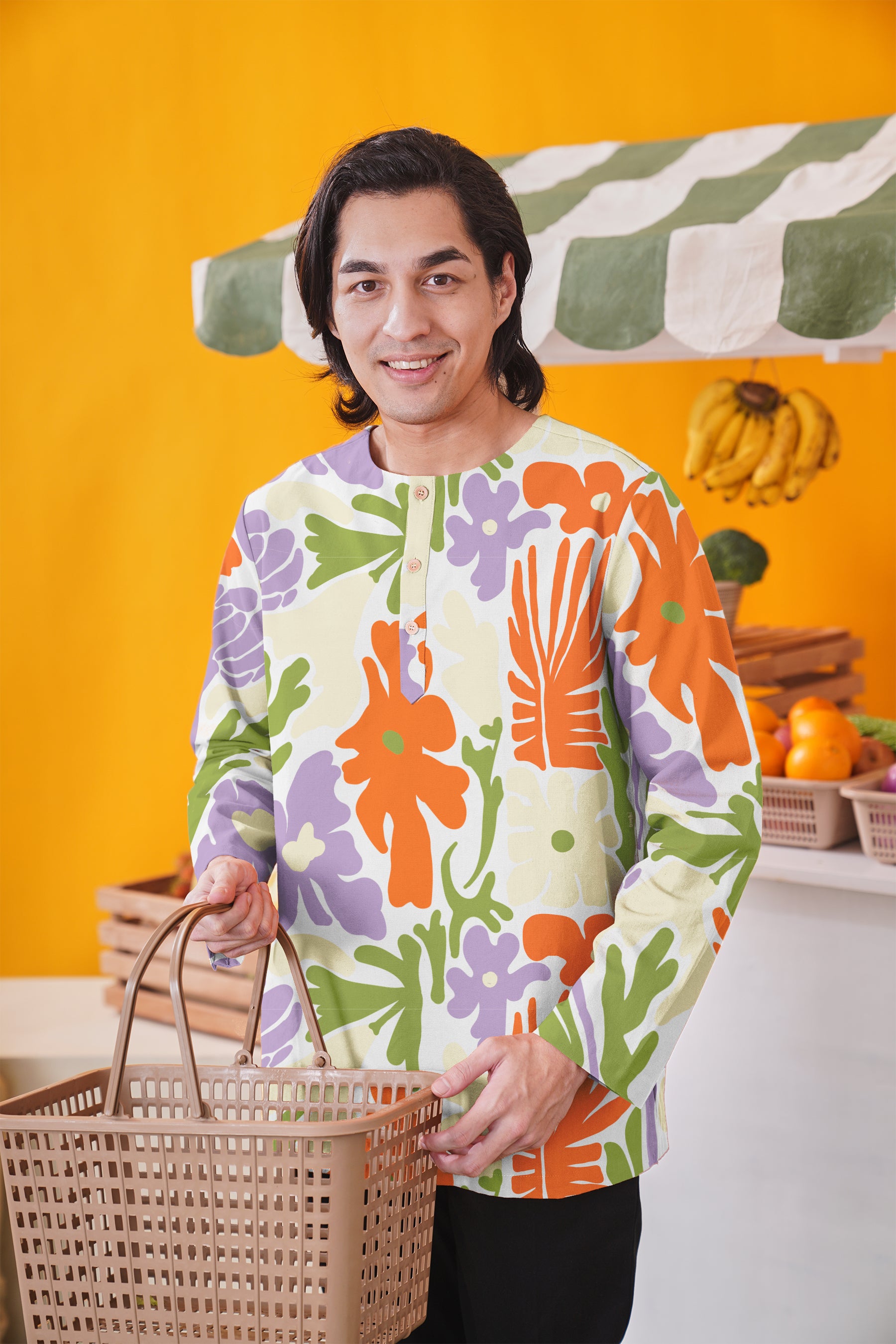 baju raya family sedondon adult men kurta fleur print 