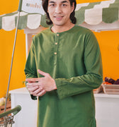 baju raya family sedondon adult men kurta pine green